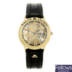 MAURICE LACROIX - a gentleman's gold plated wrist watch.
