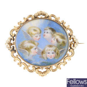 A late 19th century hand painted memorial brooch.
