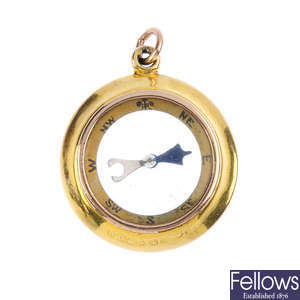 A late Victorian 18ct gold compass fob.