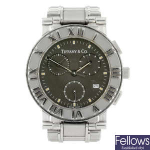 TIFFANY & CO. - a gentleman's stainless steel Atlas chronograph bracelet watch.