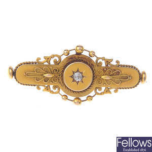 A late Victorian gold and diamond brooch.