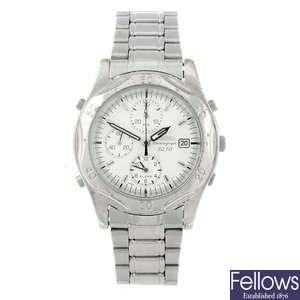 SEIKO - a gentleman's stainless steel SQ 50 chronograph bracelet watch.