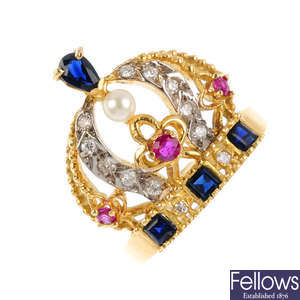 An 18ct gold gem-set dress ring.