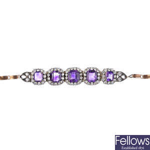 An amethyst and paste bracelet.