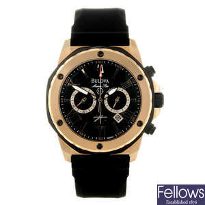 BULOVA - a gentleman's gold plated Marine Star chronograph wrist watch.