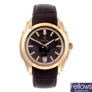 BULOVA - a gentleman's rose gold plated Precisionist wrist watch.
