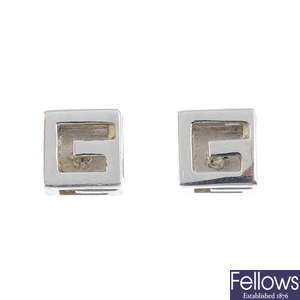 GUCCI - a pair of 18ct gold earrings.