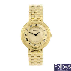 GUCCI - a lady's 18ct yellow gold 751L bracelet watch.